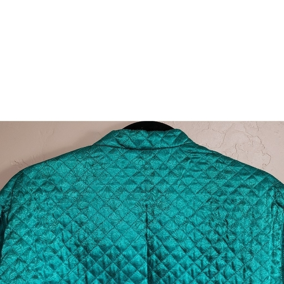 Vintage C.L.O.T.H.E.S Blazer Green XL Quilted Floral Print Asian Inspired Jacket - Picture 6 of 14
